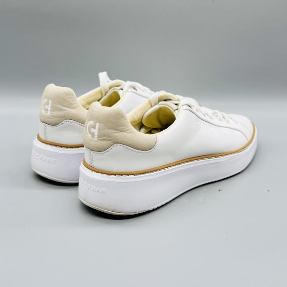 Cole Haan Shoes Womens 8.5 White Leather Grandseries Platform Sneakers Comfort - Picture 7 of 11